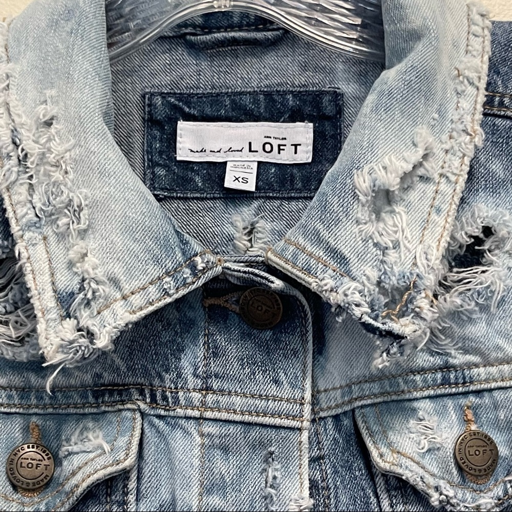 Loft Custom Upcycled Bleached/Distressed Denim Ja… - image 8